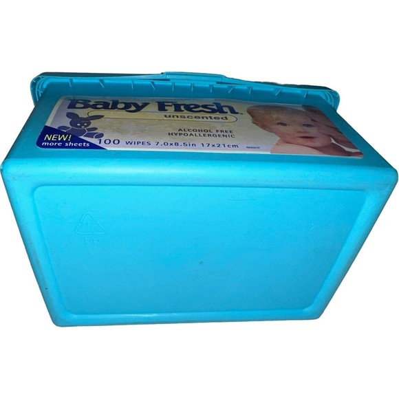 Baby Wipes Empty Container Refillable Retro Blue Vintage Nursery Baby Fresh - Picture 11 of 11